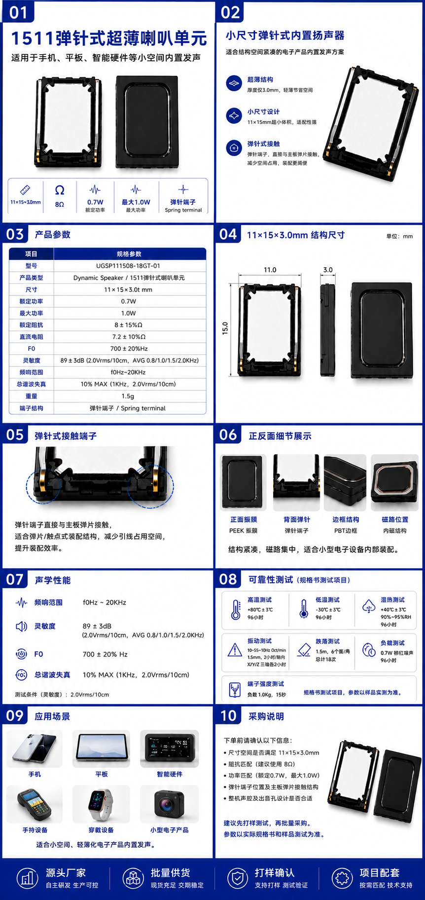 1511 micro speaker mechanical dimension drawing