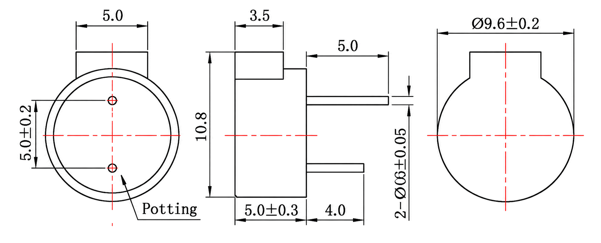 Active Buzzer JC-BUZ9505-A01 drawing