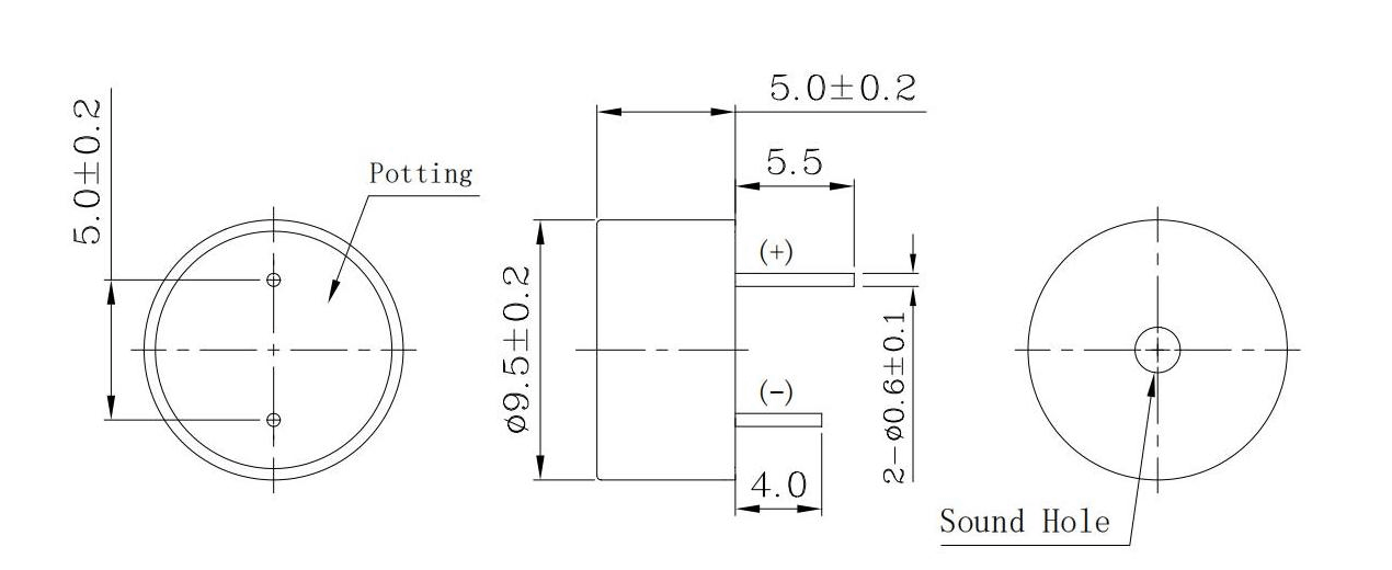 Active Buzzer JC-BUZ9505-A02 drawing