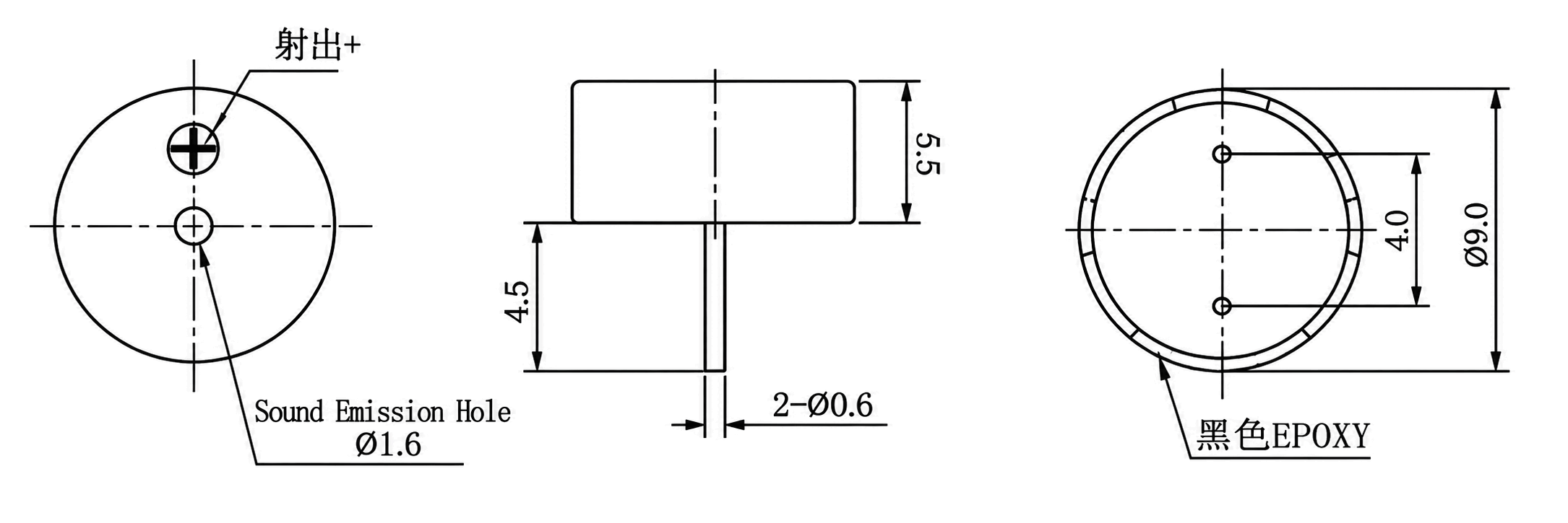 Passive Buzzer JC-BUZ9505-P01 drawing