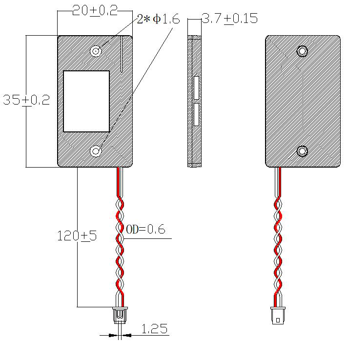 35×20 BOX 腔体喇叭 JC-SPK3520-BOX01-8R1W-W drawing