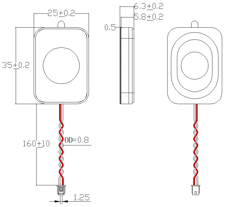 BOX Speaker JC-SPK3525-BOX01-4R3W-W drawing