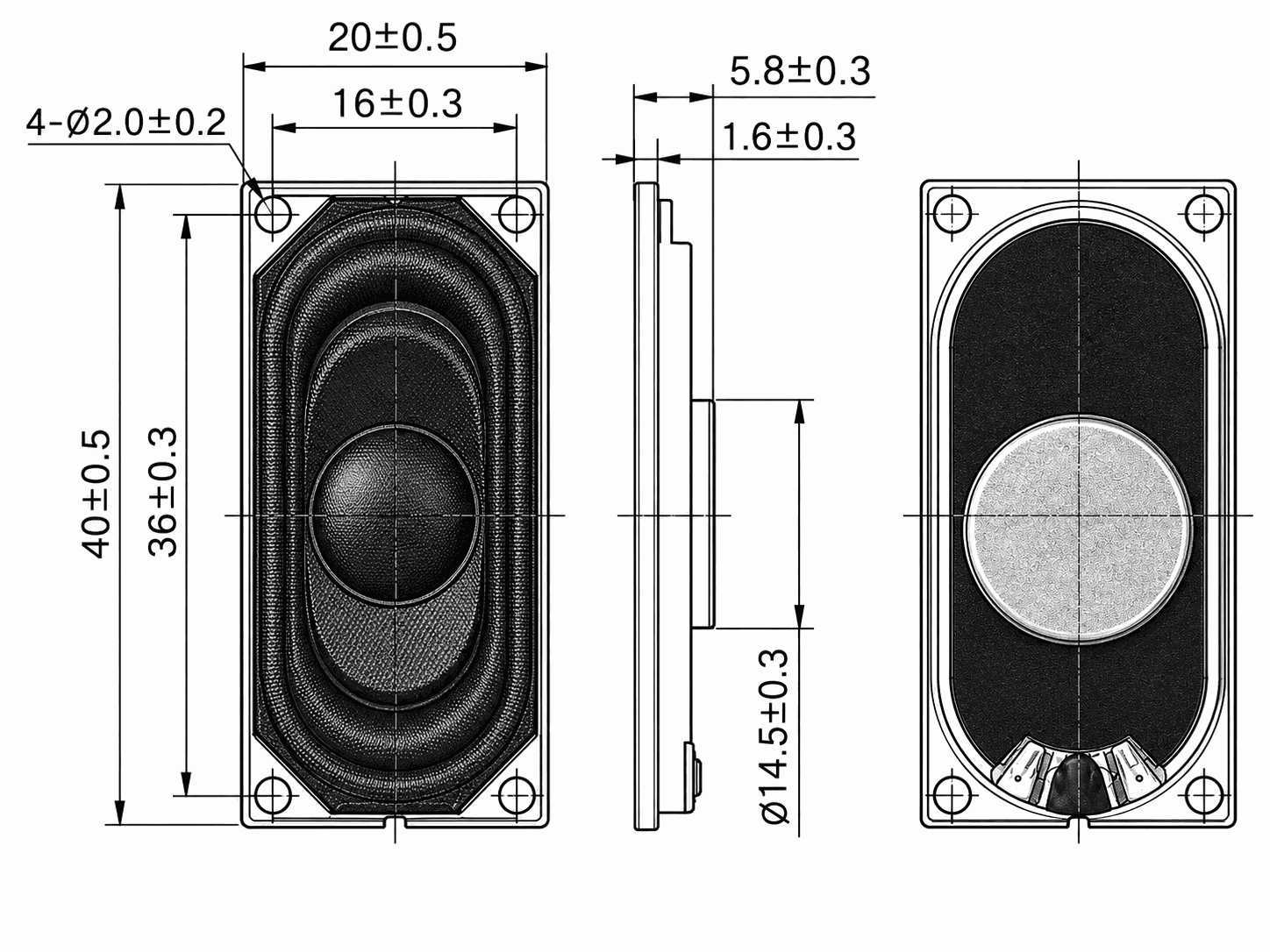 40×20 矩形扬声器 JC-SPK4020-MF01-8R1W-WL drawing