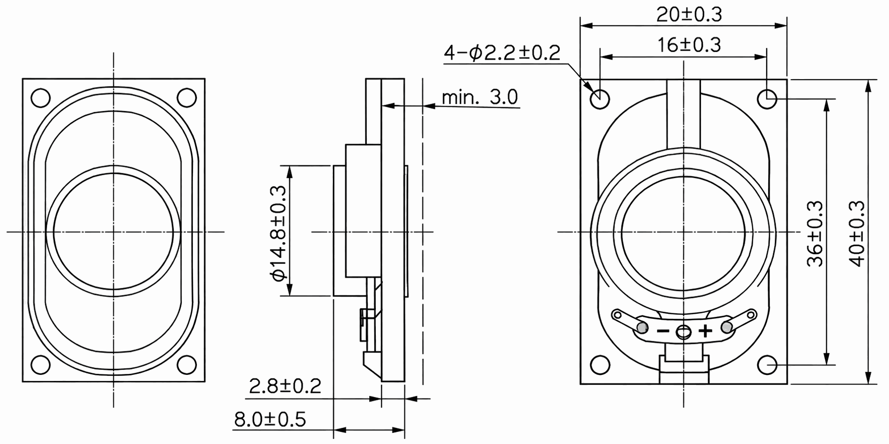 40×20 矩形扬声器 JC-SPK4020-MF02-8R1P5W-WL drawing